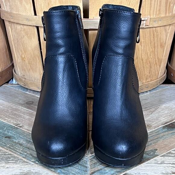 Aldo Gillum Black Leather Zip-Up Heeled Platform Ankle Boots Booties Womens 6.5 - Picture 4 of 13